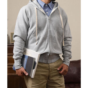 17.5 oz Terry Cloth Zip-Up Hoodie Vintage Gray Non Stock Mfg. 100% Cotton Sz 38